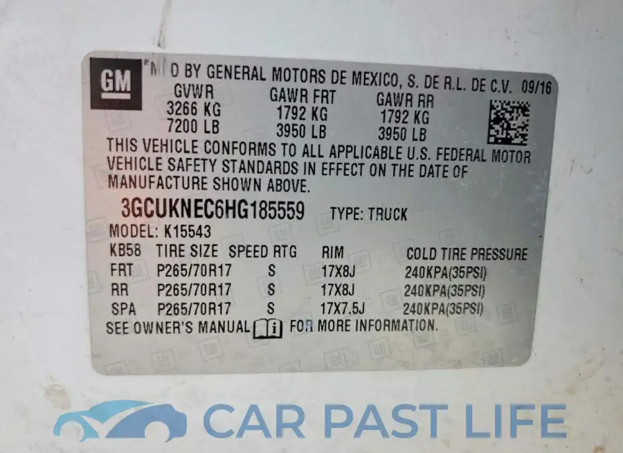 3GCUKNEC6HG185559# 12