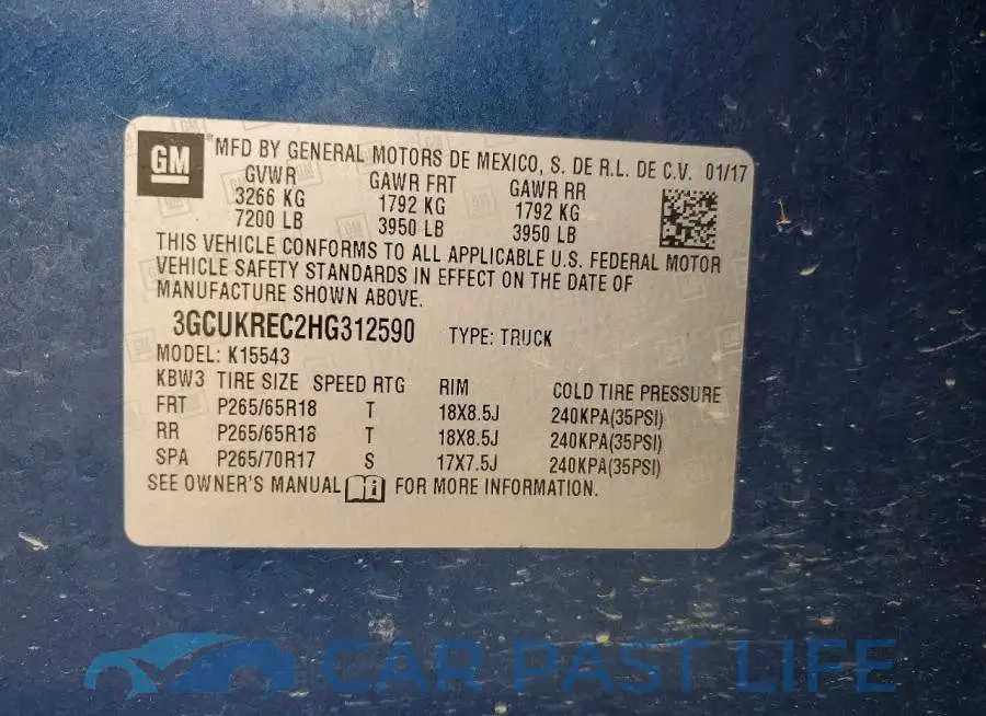 3GCUKREC2HG312590# 12
