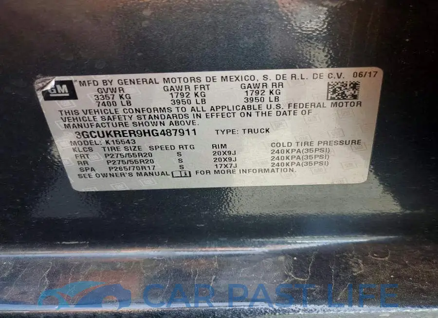 3GCUKRER9HG487911# 12