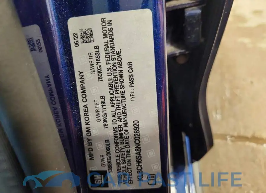 KL8CH6SA8NC028920# 12