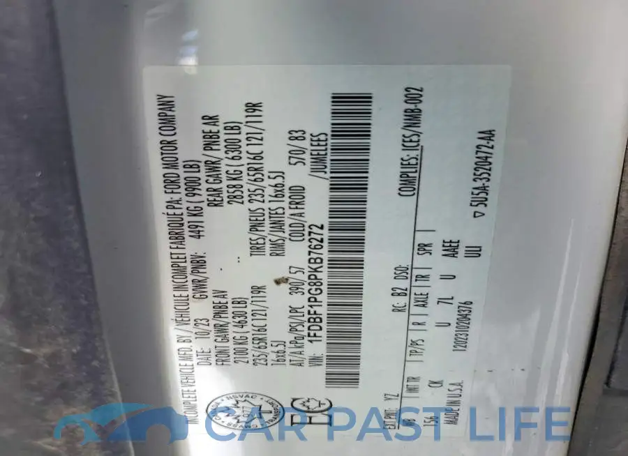 1FDBF1PG8PKB76272# 14