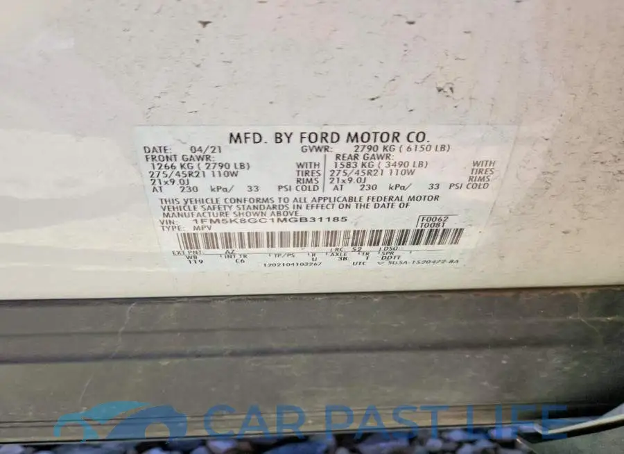 1FM5K8GC1MGB31185# 13