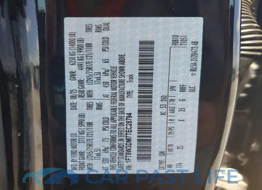 1FT8W3DM7TEC28794# 12