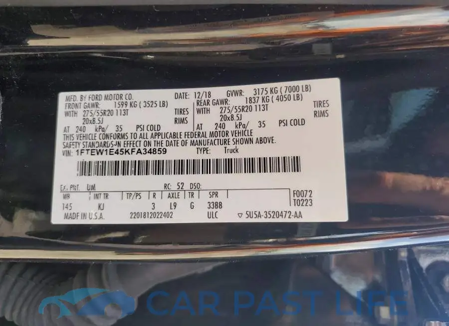 1FTEW1E45KFA34859# 12