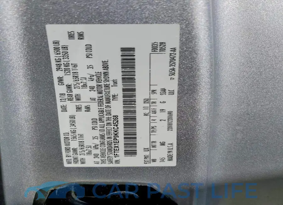 1FTEX1EP9KKC45268# 12