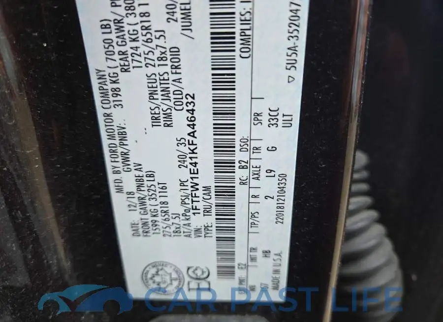 1FTFW1E41KFA46432# 12