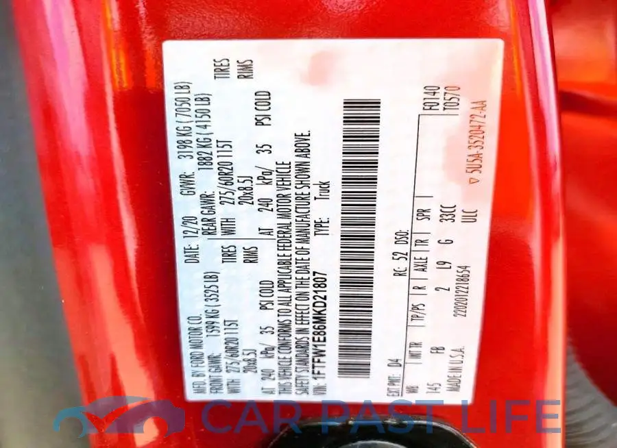 1FTFW1E86MKD21807# 12