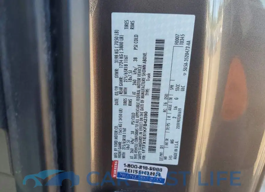 1FTFX1E51KFB42390# 12