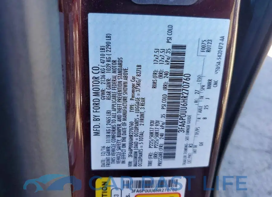 3FA6P0UU6HR270760# 13