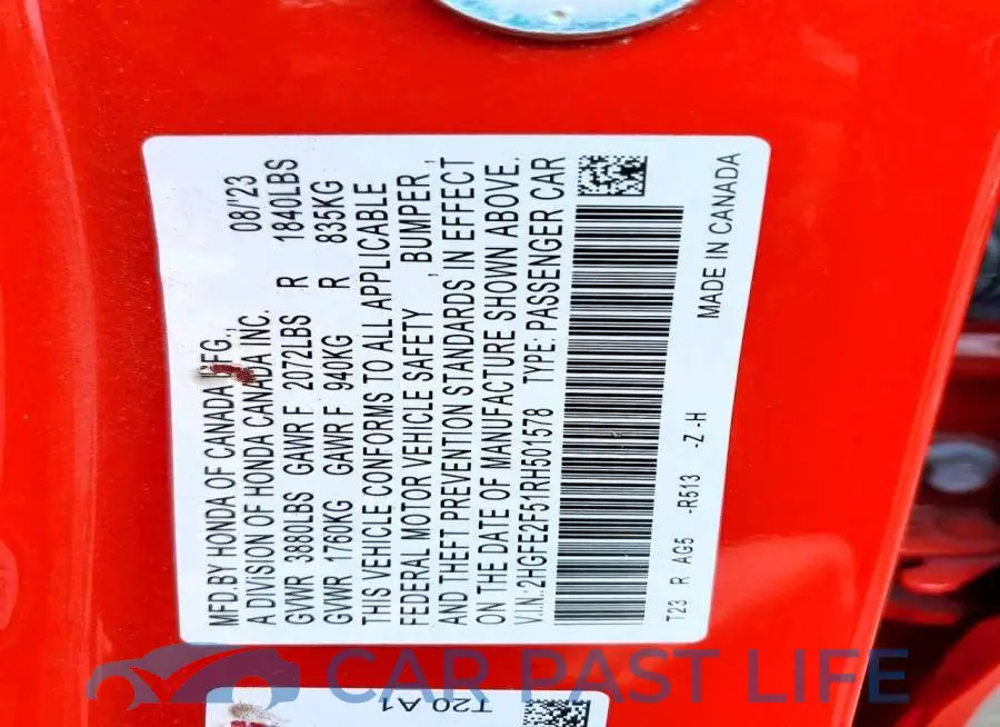 2HGFE2F51RH501578# 12
