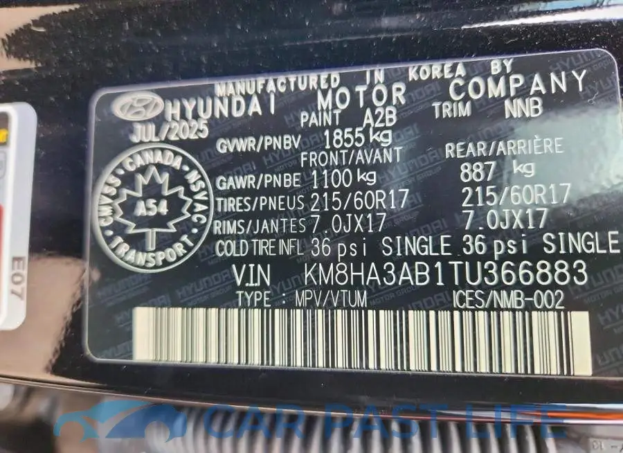 KM8HA3AB1TU366883# 14