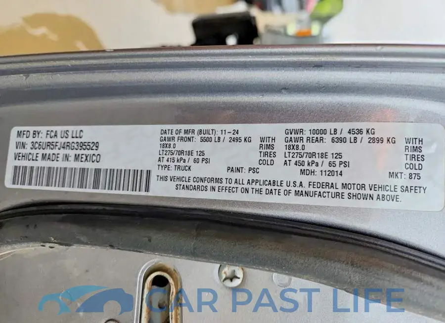 3C6UR5FJ4RG395529# 12
