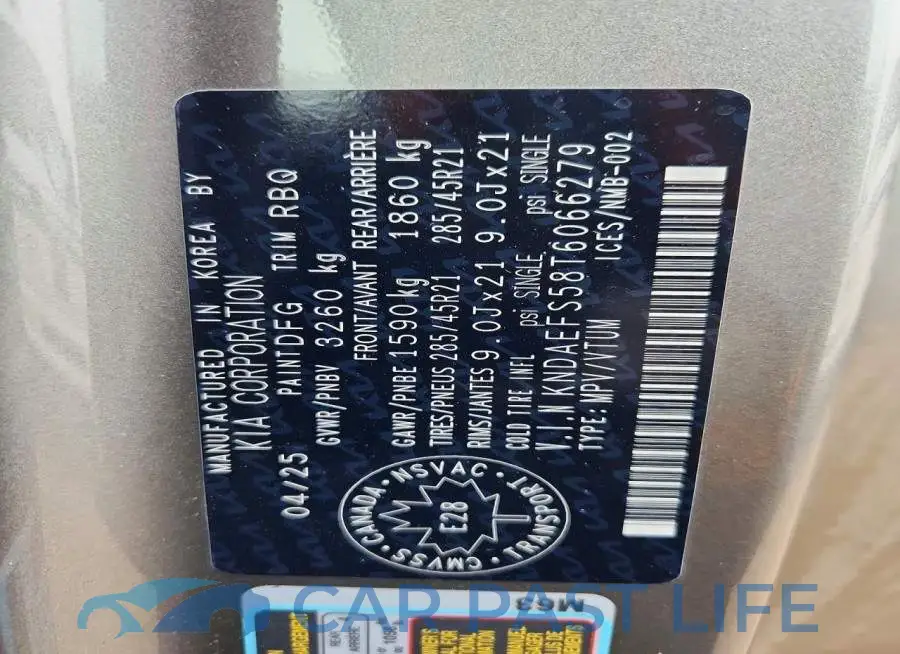 KNDAEFS58T6066279# 13