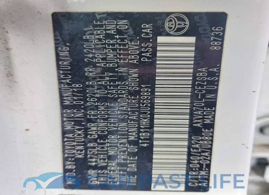 4T1B11HK0JU569891# 12