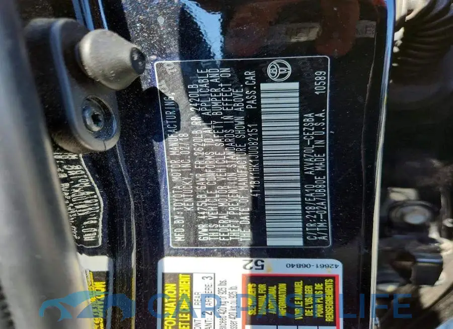 4T1B11HK1JU082151# 12