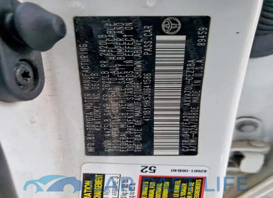 4T1B11HK5JU641586# 13