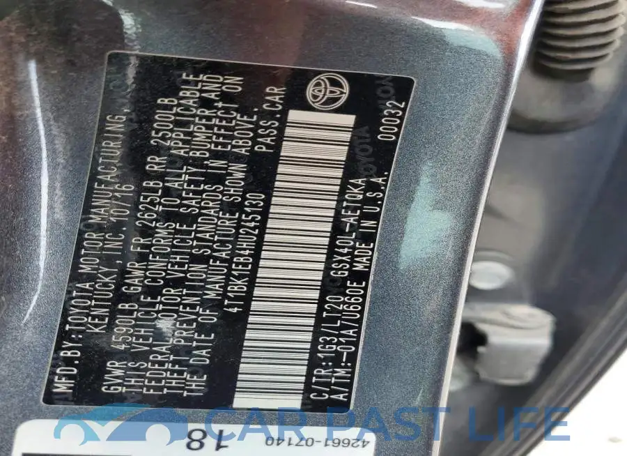 4T1BK1EB4HU245130# 12