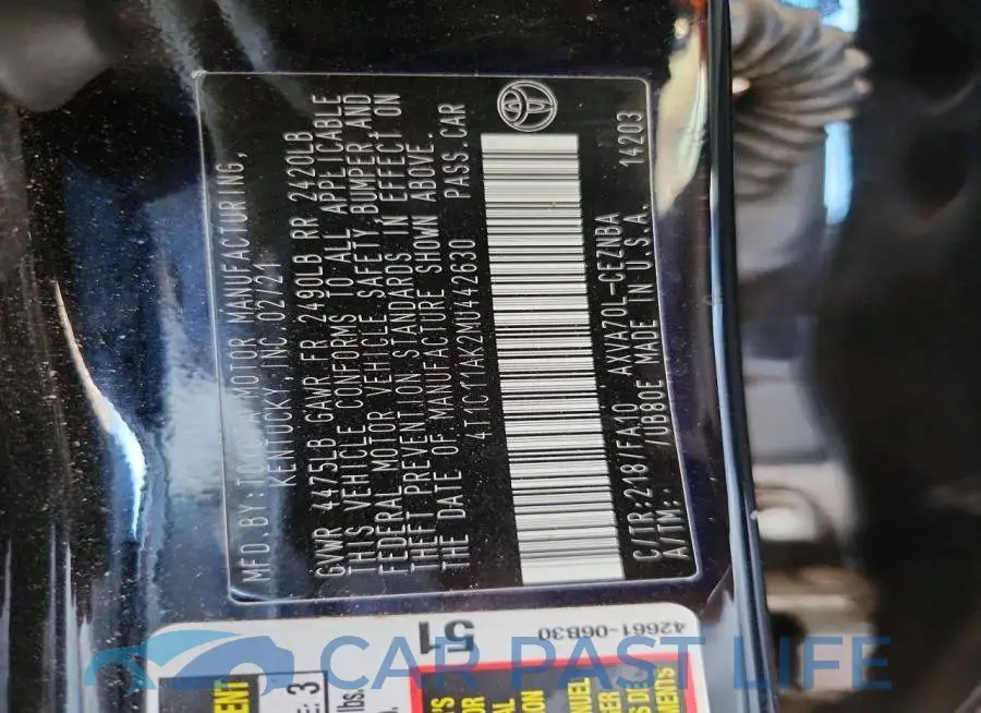 4T1C11AK2MU442630# 13