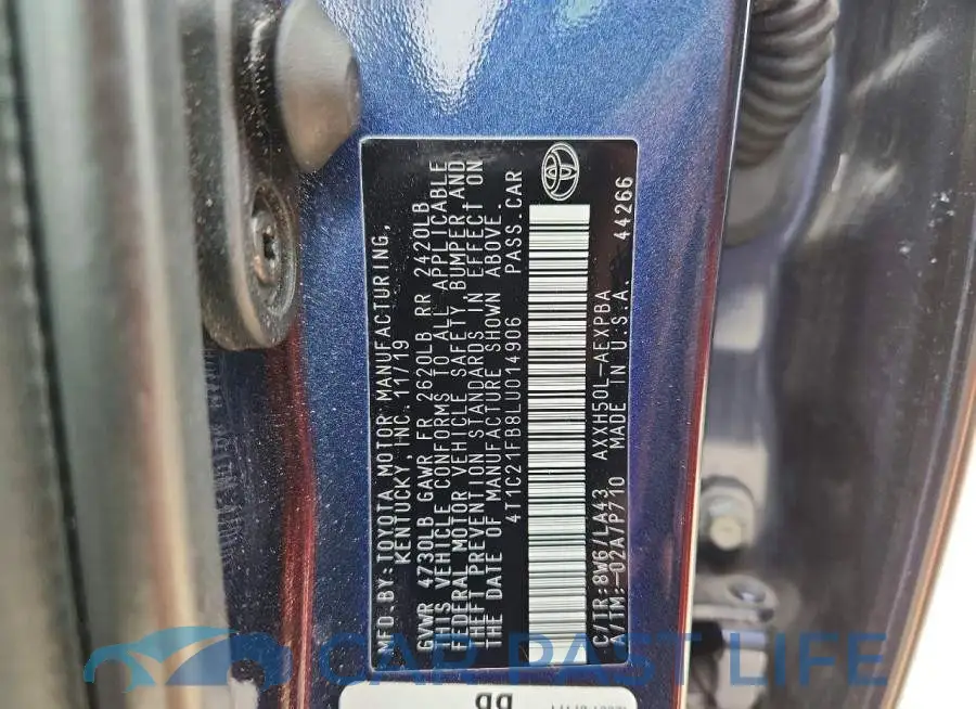 4T1C21FB8LU014906# 12