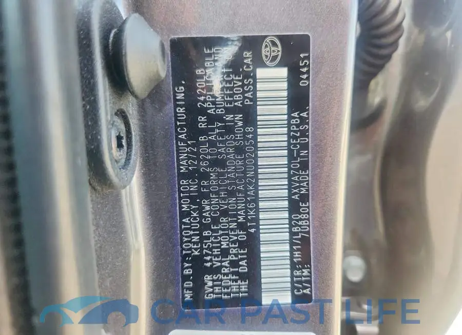 4T1K61AK2NU020548# 12