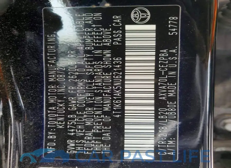 4T1K61AK5NU621436# 12