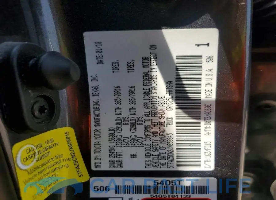 5TFAZ5CN2JX058845# 13