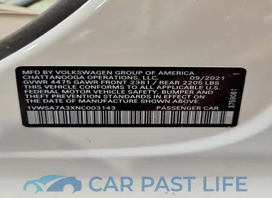 1VWSA7A3XNC003143# 12