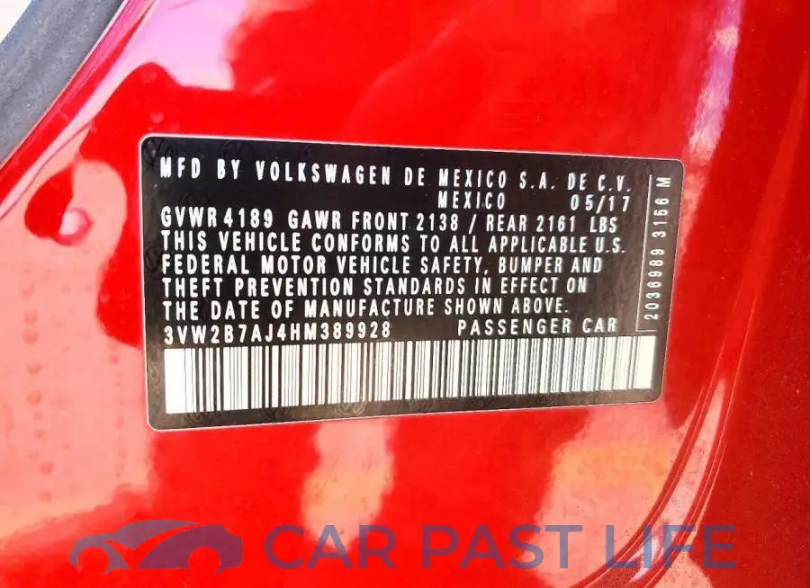 3VW2B7AJ4HM389928# 12