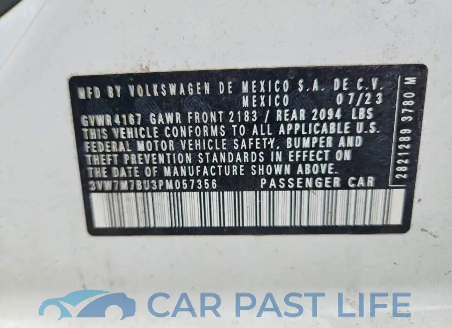 3VW7M7BU3PM057356# 12