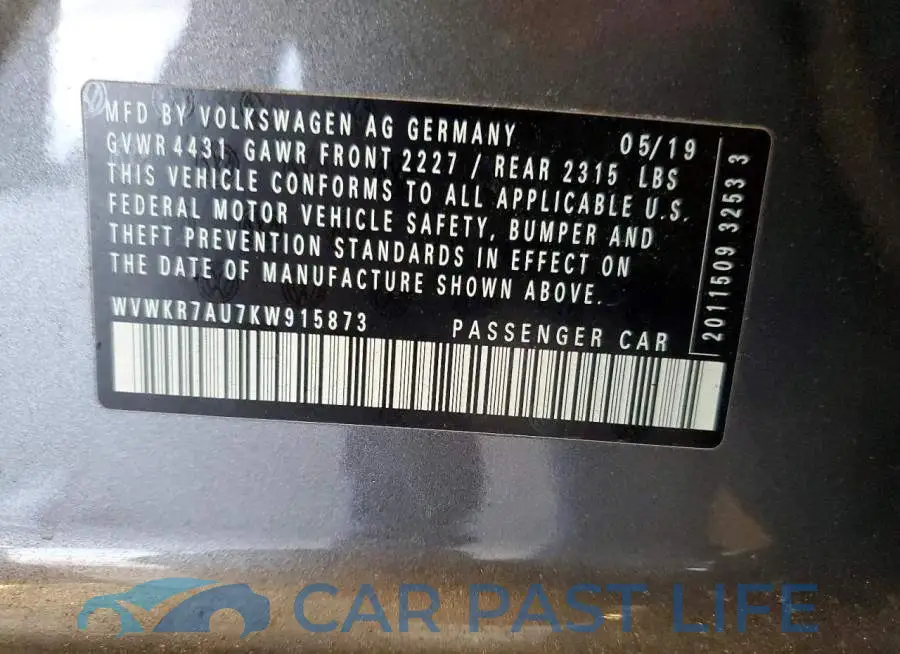WVWKR7AU7KW915873# 13