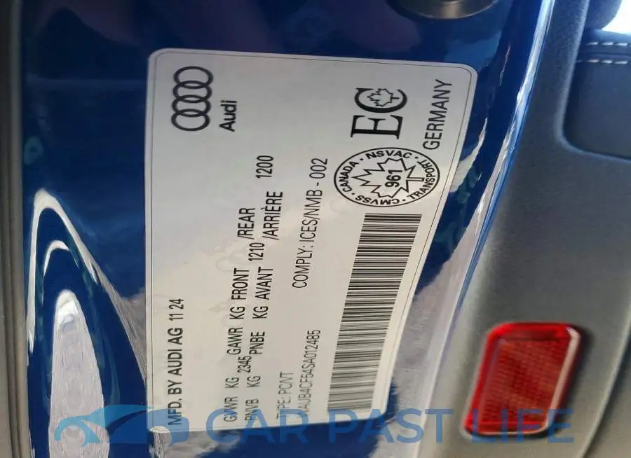 WAUB4CF54SA012485# 13