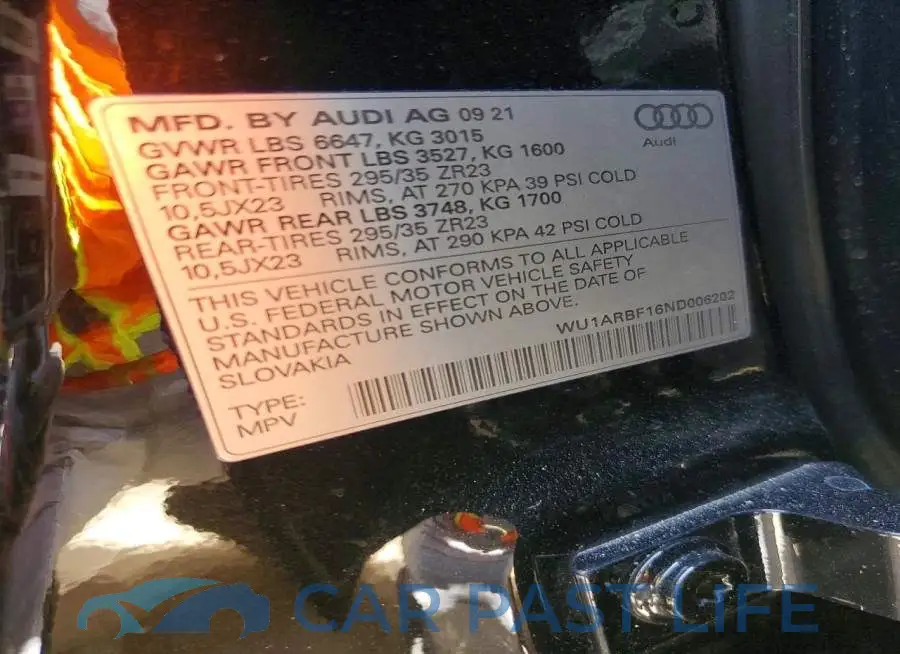 WU1ARBF16ND006202# 13