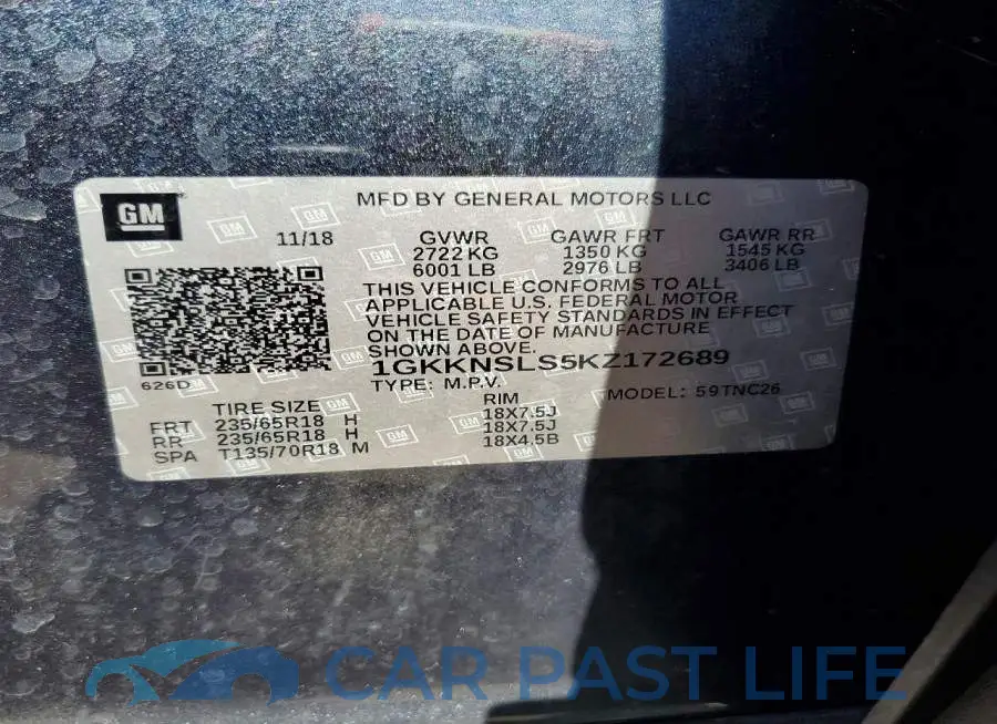 1GKKNSLS5KZ172689# 13