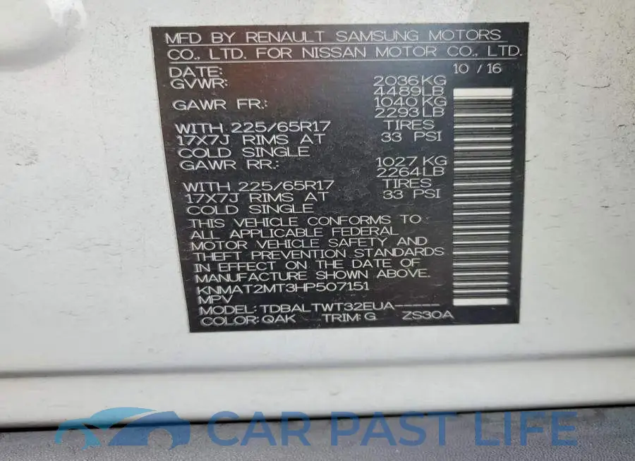 KNMAT2MT3HP507151# 14