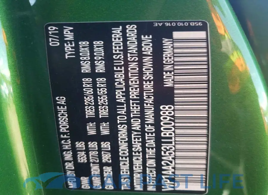 WP1AA2A53LLB00988# 12