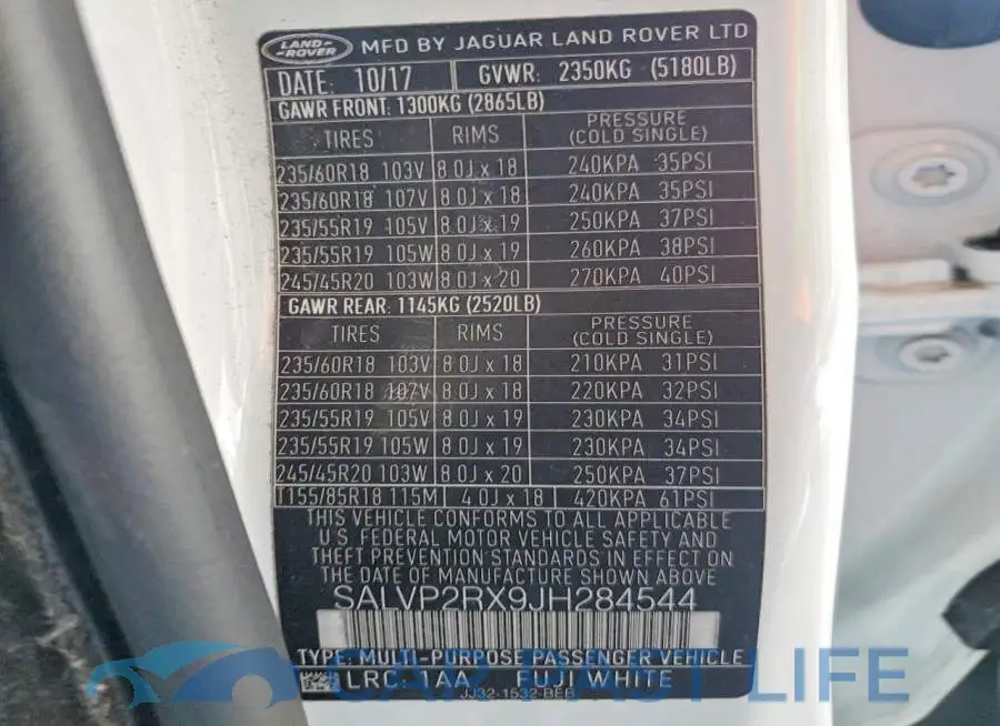 SALVP2RX9JH284544# 12