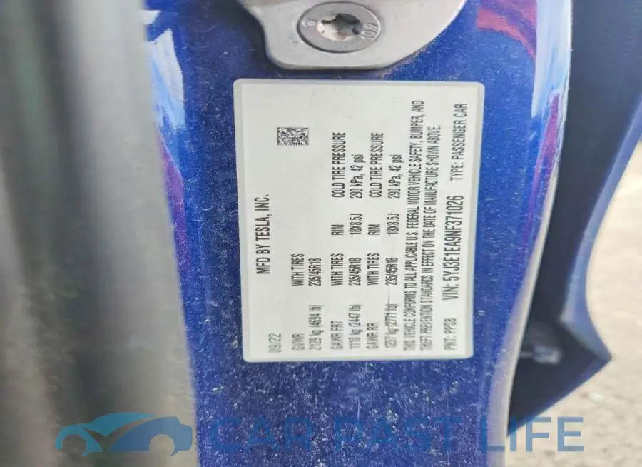 5YJ3E1EA9NF371026# 12