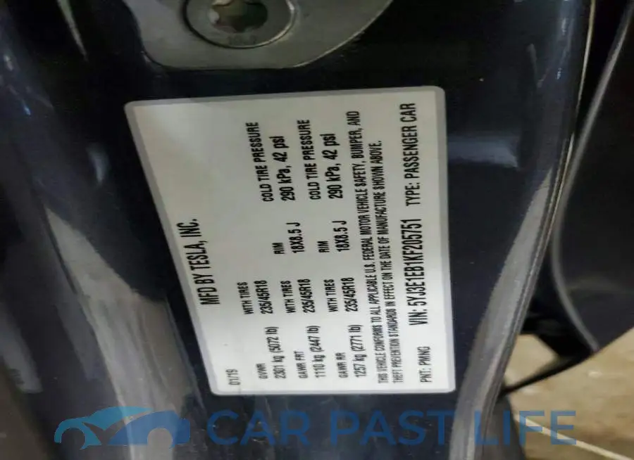 5YJ3E1EB1KF205751# 13