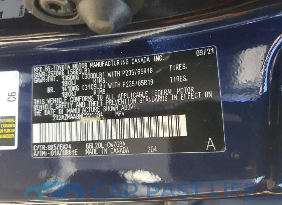 2T2AZMAA8NC221184# 13