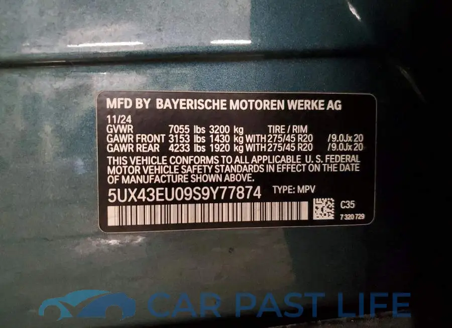 5UX43EU09S9Y77874# 13
