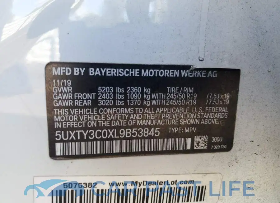 5UXTY3C0XL9B53845# 13
