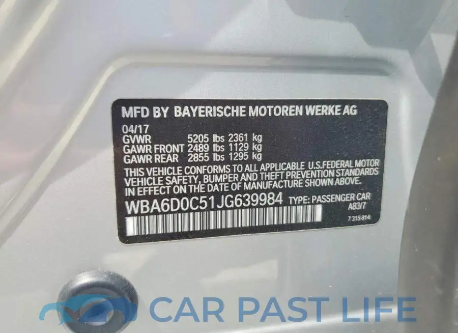 WBA6D0C51JG639984# 12