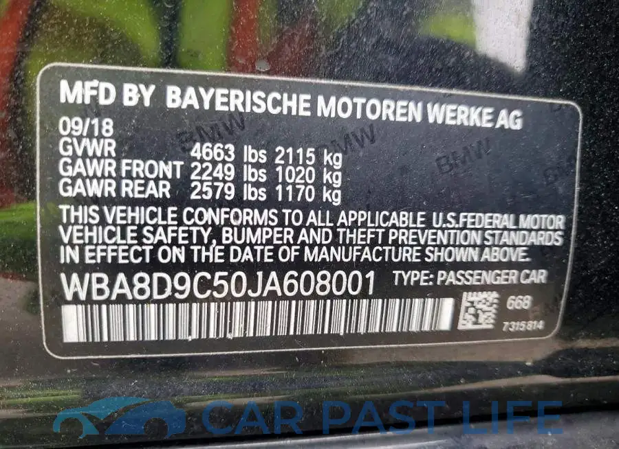 WBA8D9C50JA608001# 13