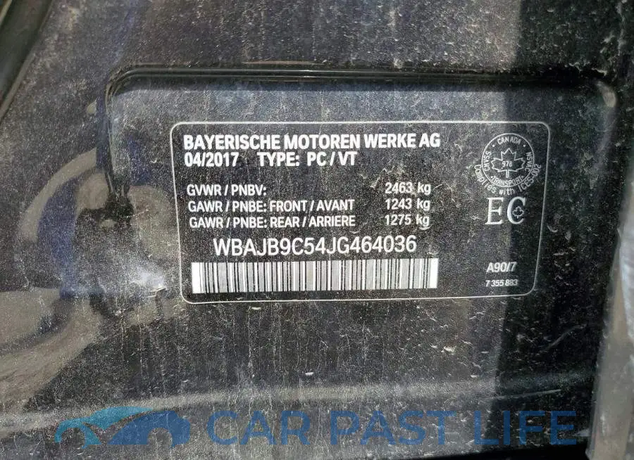 WBAJB9C54JG464036# 13