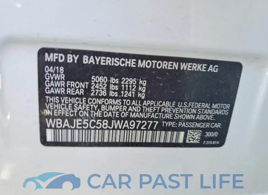 WBAJE5C58JWA97277# 12