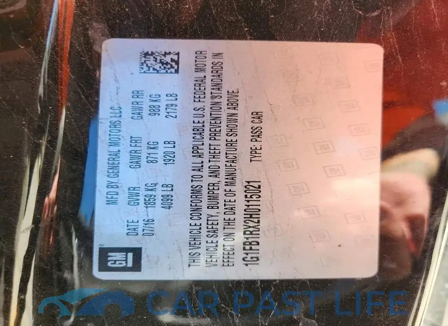 1G1FB1RX2H0115021# 12