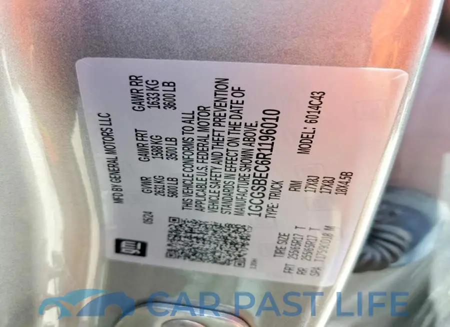 1GCGSBEC6R1196010# 12