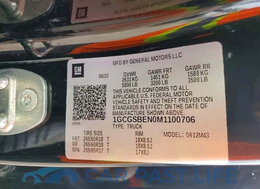 1GCGSBEN0M1100706# 12