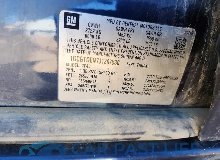 1GCGTDEN7J1207630# 12