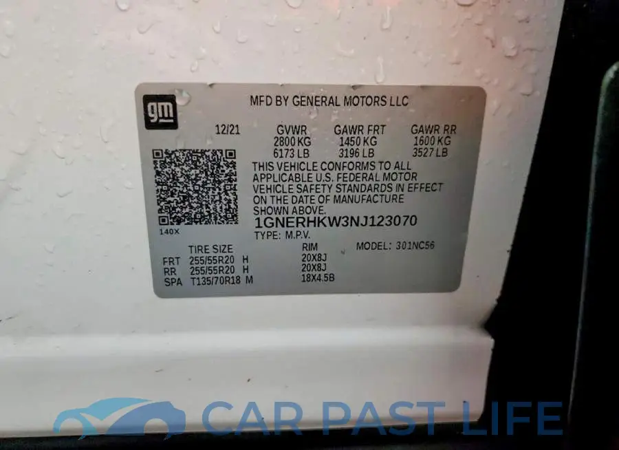 1GNERHKW3NJ123070# 13